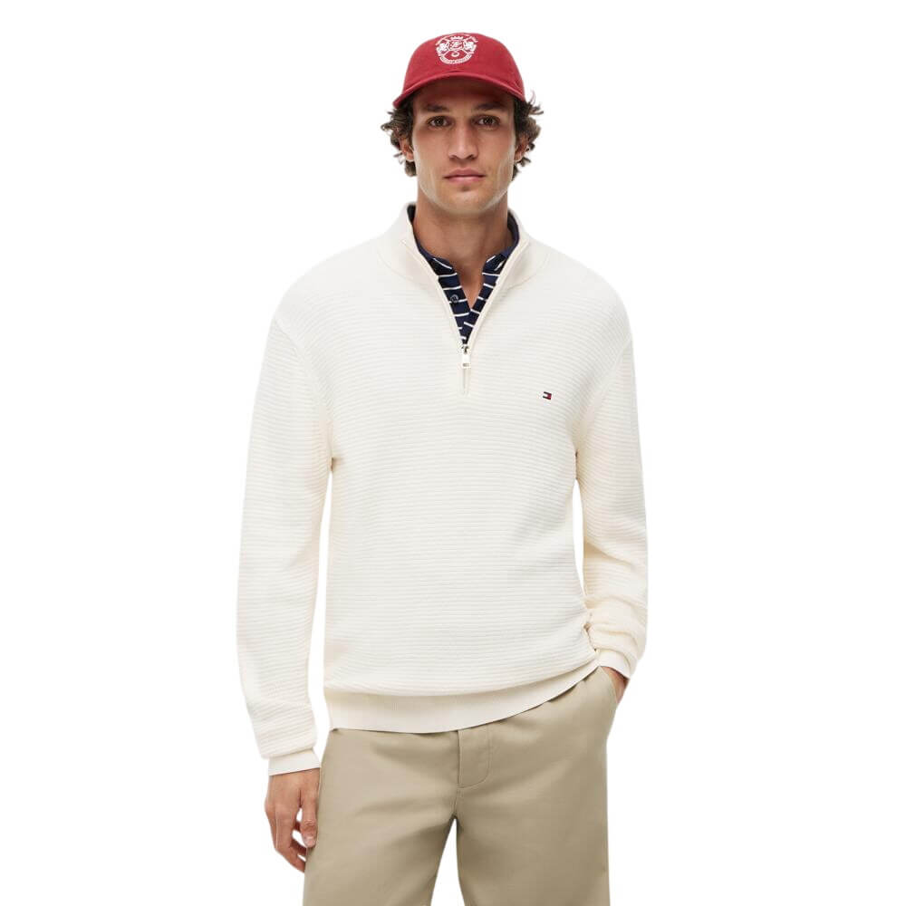 Tommy Hilfiger Textured Half-Zip Mock Neck Jumper